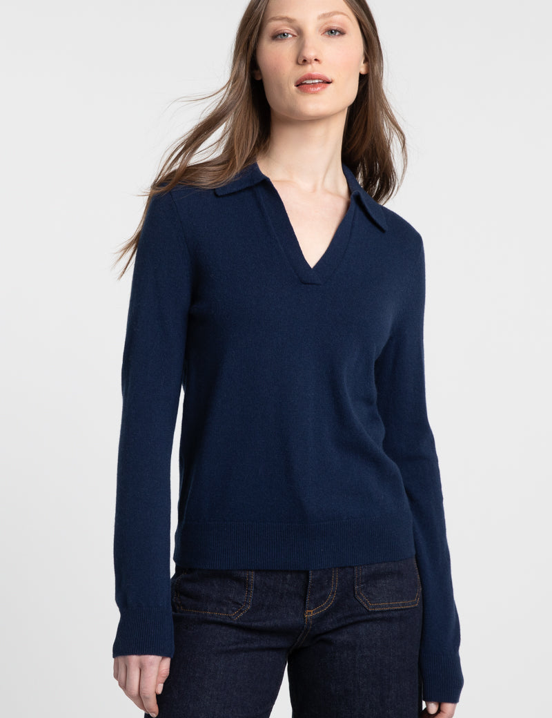 Kinross Cashmere Polo Sweater