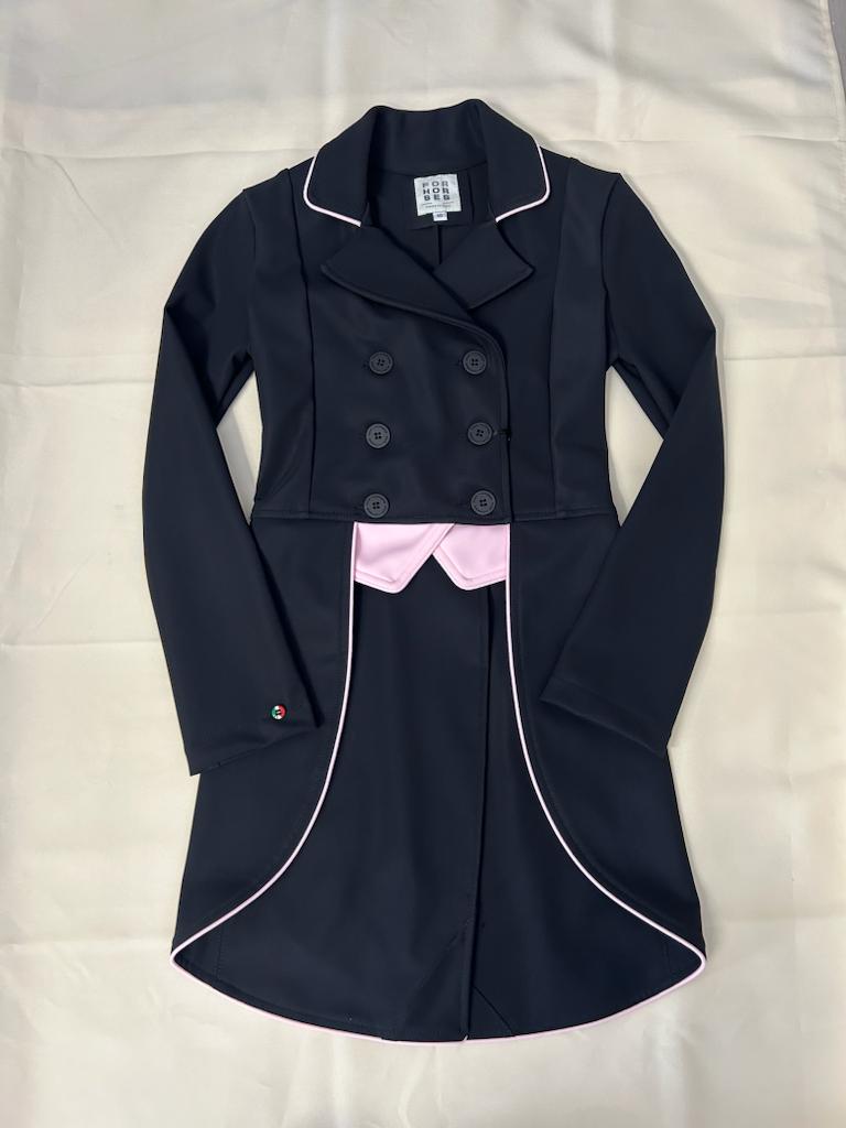 For Horses Lula Girls Shadbelly: Black with Baby Pink Piping